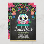 Invitation de Dia de los Muertos Birthday (Devant / Derrière)
