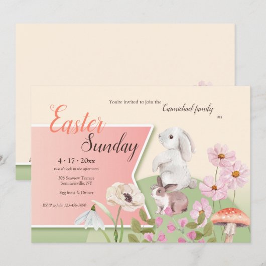 Invitation de dimanche de Pâques (Devant / Derrière)