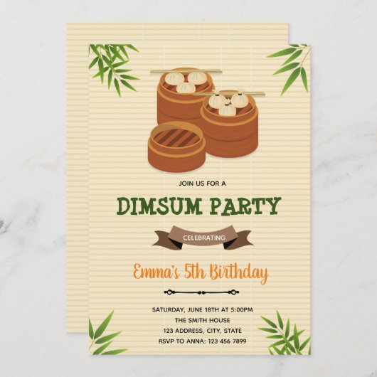 Invitation de dimsum à jeter (Devant / Derrière)