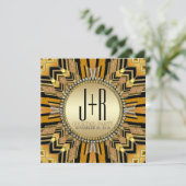 Invitation de dîner Art Déco Illusion Noir et Or (Debout devant)