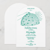Invitation de dîner boule disco Teal (Devant / Derrière)