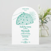 Invitation de dîner boule disco Teal (Debout devant)