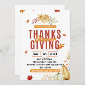 Invitation de Dîner d'action de grâces, remerciant (Devant / Derrière)