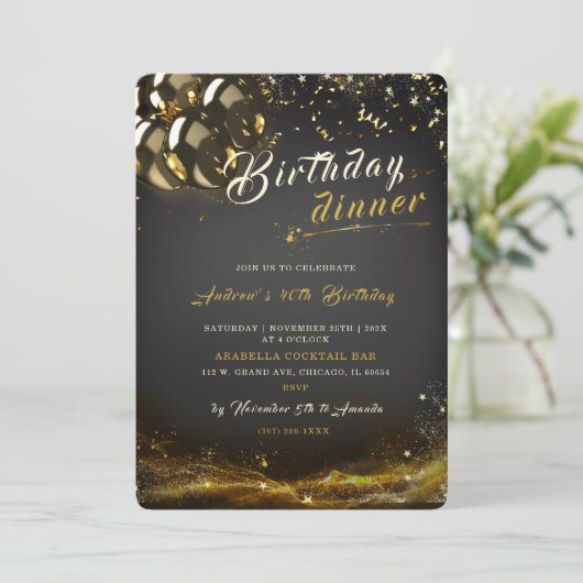 Invitation de dîner d'anniversaire modifiable (Debout devant)