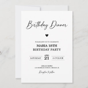 Invitation de dîner d'anniversaire pour adultes mo