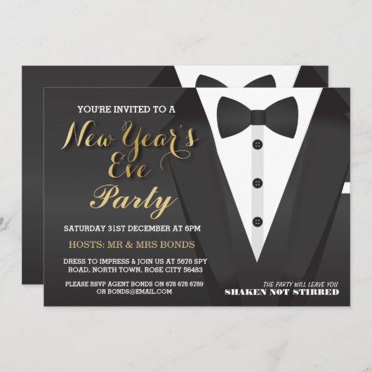 Invitation de dîner de cravate d'arc de smoking de (Devant / Derrière)