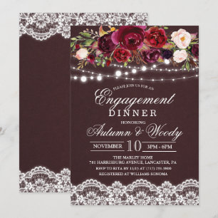 Invitation de dîner de fiançailles florale d'autom