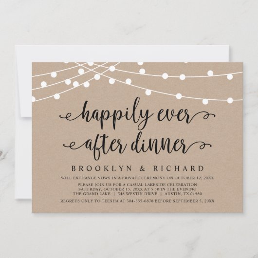 Invitation de dîner de mariage fuite Happily Ever (Devant)