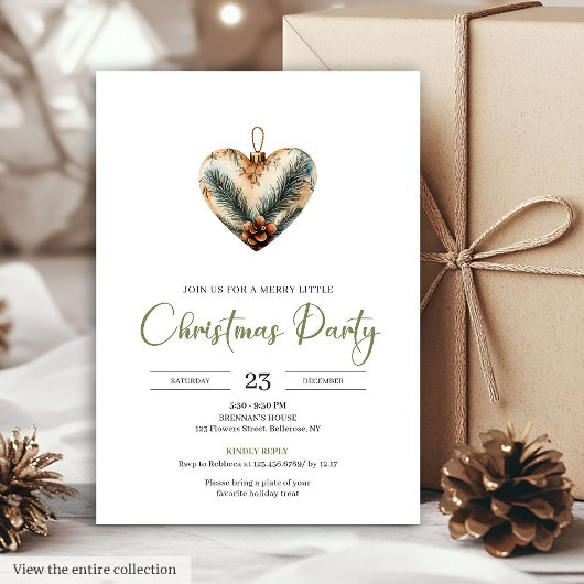 Invitation de dîner de Noël botanique terreuse Boh