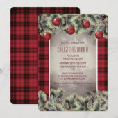 Invitation de dîner de Noël Rustique Buffalo Plaid (Devant / Derrière)