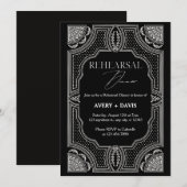 Invitation de dîner de répétition Art Deco noir et (Devant / Derrière)