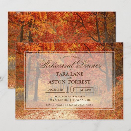 Invitation de dîner de répétition automnal rustiqu (Devant / Derrière)