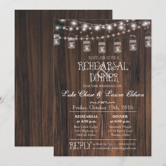 Invitation de dîner de répétition avec lumières de (Devant / Derrière)