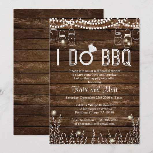 Invitation de dîner de répétition de BBQ (Devant / Derrière)