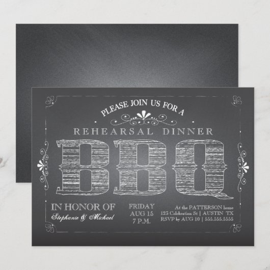 Invitation de dîner de répétition de BBQ de (Devant / Derrière)