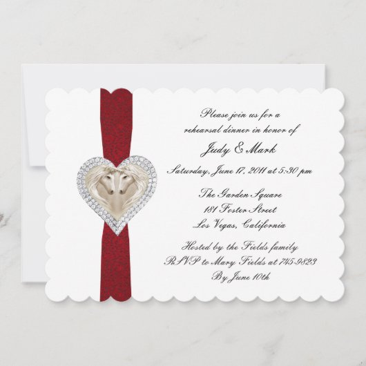 Invitation de dîner de répétition de dentelle roug (Devant)