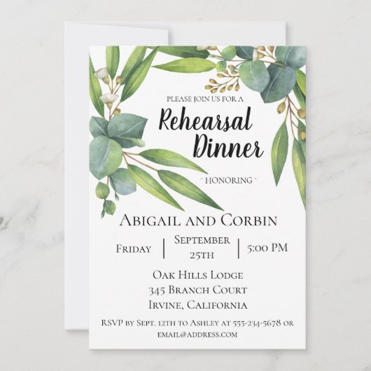 Invitation de dîner de répétition de feuillage (Devant)