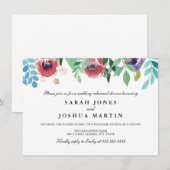 Invitation de dîner de répétition de fleurs aquare (Devant / Derrière)