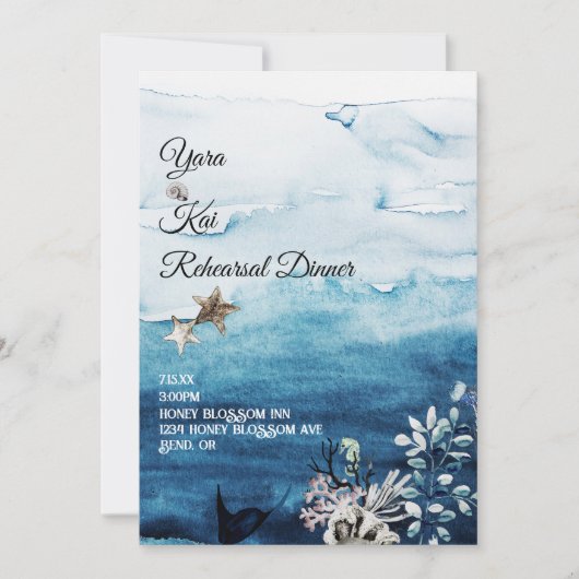 Invitation de dîner de répétition de l'océan rusti (Devant)