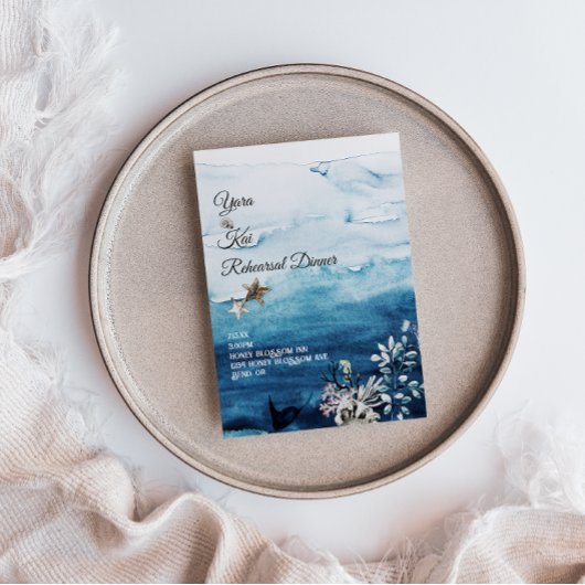 Invitation de dîner de répétition de l'océan rusti