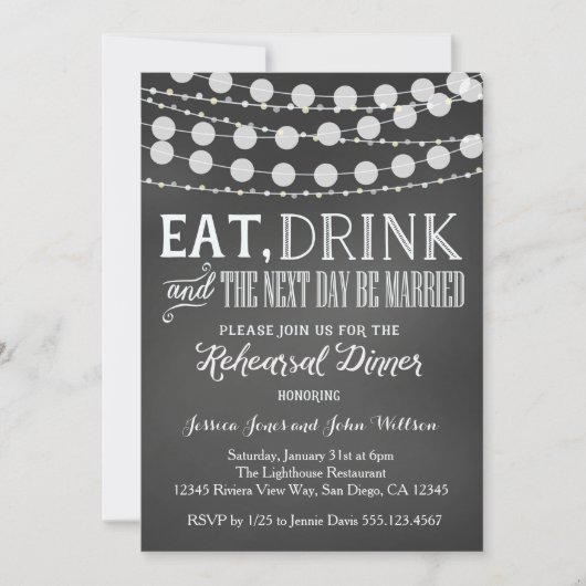 Invitation de dîner de répétition de mariage (Devant)