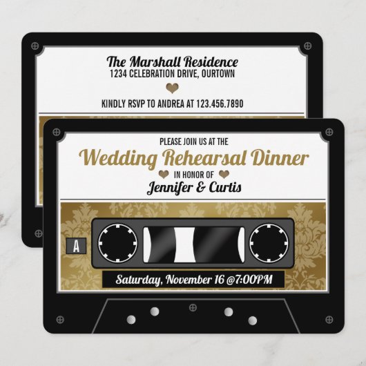 Invitation de dîner de répétition de mariage sur c (Devant / Derrière)