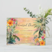 Invitation de dîner de répétition de plage florale (Debout devant)
