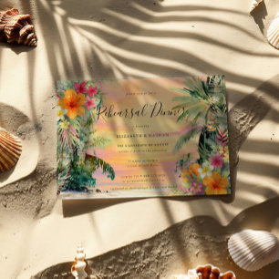 Invitation de dîner de répétition de plage florale