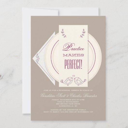 Invitation de dîner de répétition de Tableau de (Devant)