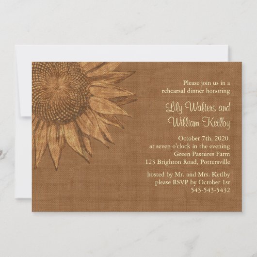Invitation de dîner de répétition de tournesol (Devant)