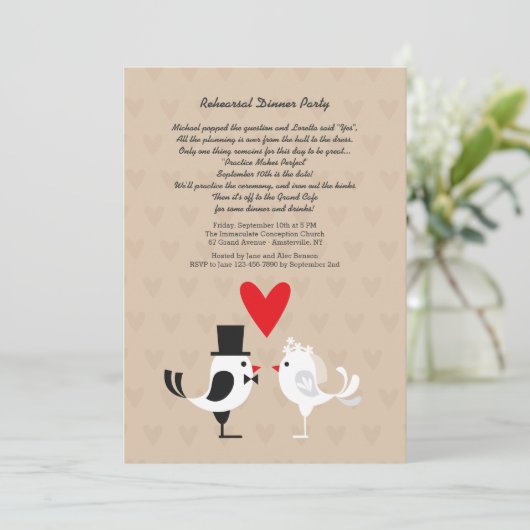 Invitation de dîner de répétition d'inséparables (Debout devant)