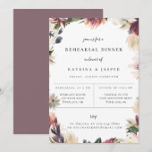 Invitation de dîner de répétition floral prune ros (Devant / Derrière)