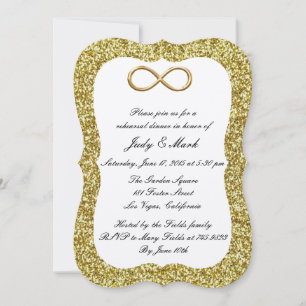 Invitation de dîner de répétition Gold Glitter Gol