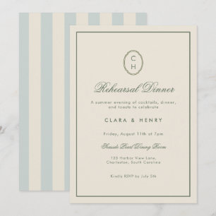Invitation de dîner de répétition rayée bleu clair
