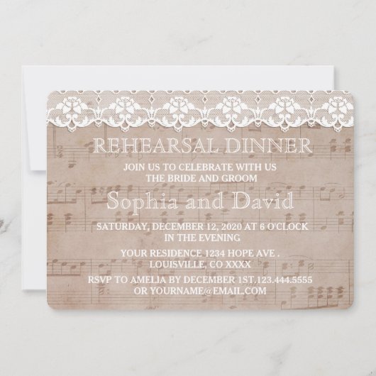 Invitation de dîner de répétition sur papier de mu (Devant)