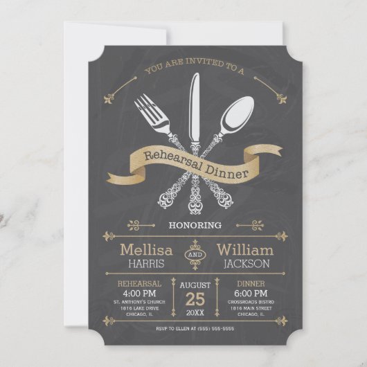 Invitation de dîner de répétition sur tableau noir (Devant)