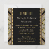 Invitation de dîner de style Art déco taupe et or (Dos)