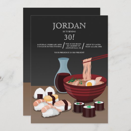 Invitation de dîner de sushi (Devant / Derrière)