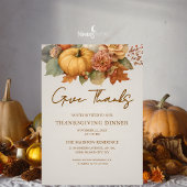 Invitation de dîner de Thanksgiving à fleurs discr