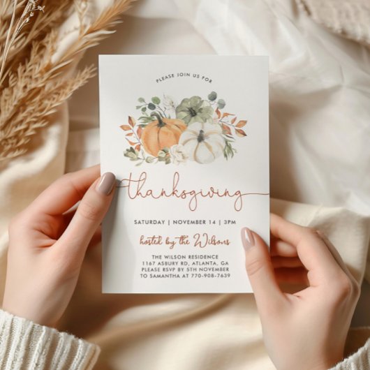 Invitation de dîner de Thanksgiving à la citrouill
