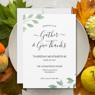 Invitation de dîner de Thanksgiving à la verdure à