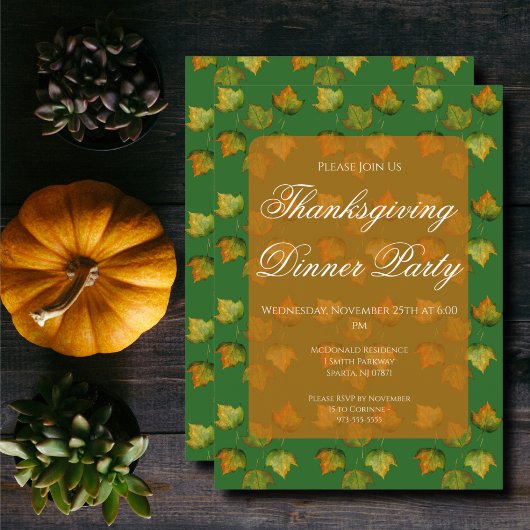 Invitation de dîner de Thanksgiving à l'aquarelle