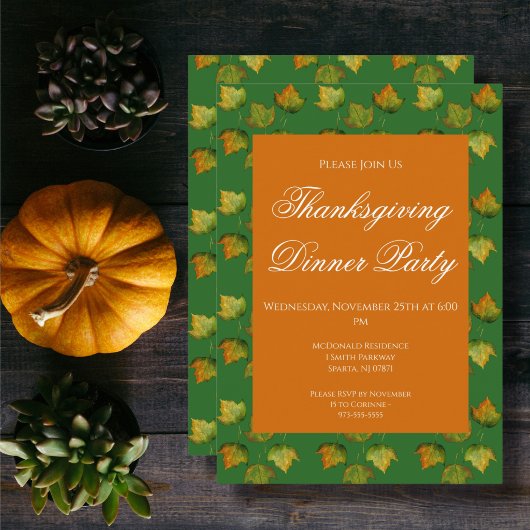 Invitation de dîner de Thanksgiving à l'aquarelle