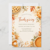 Invitation de dîner de Thanksgiving à l'aquarelle (Devant)