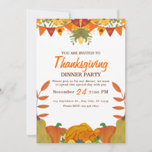 Invitation de dîner de Thanksgiving à thème Citrou