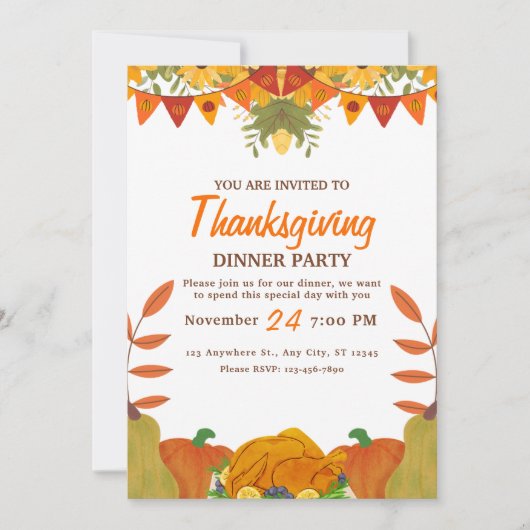 Invitation de dîner de Thanksgiving à thème Citrou (Devant)