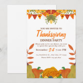 Invitation de dîner de Thanksgiving à thème Citrou (Devant / Derrière)