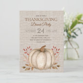 Invitation de dîner de Thanksgiving au lin rustiqu (Debout devant)