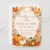 Invitation de dîner de Thanksgiving automnal rusti (Devant)