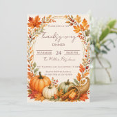 Invitation de dîner de Thanksgiving automnal rusti (Debout devant)